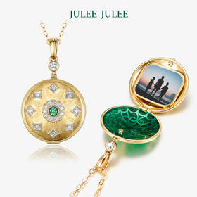 【初代】JULEE JULEE茱俪珠宝18K黄金祖母绿钻石相片盒/吊坠