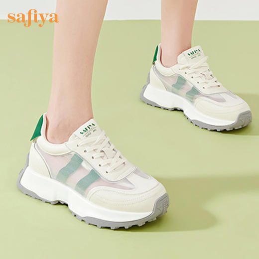 Safiya/索菲娅2023新品新潮厚底拼色网面透气阿甘运动休闲鞋 SF33112405 商品图0