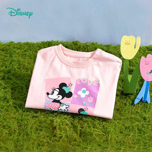 迪士尼童装 女宝宝米妮彩调短袖T恤夏季新款绵柔清爽打底衫 商品图3