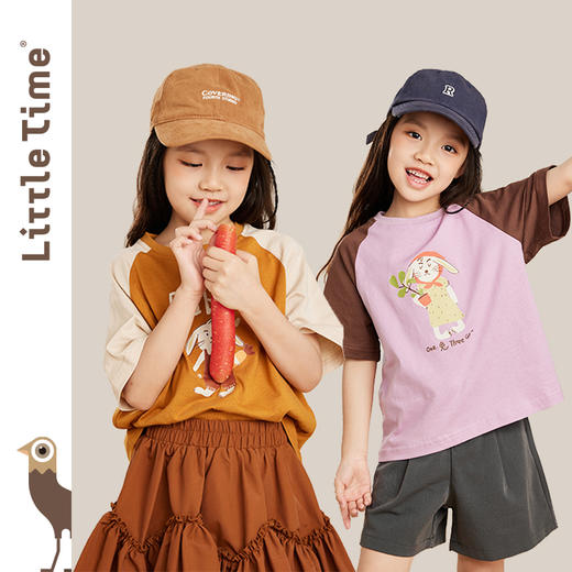 【插画师联名】女童短袖t恤纯棉夏新款2023兔子系列韩版儿童上衣 商品图3