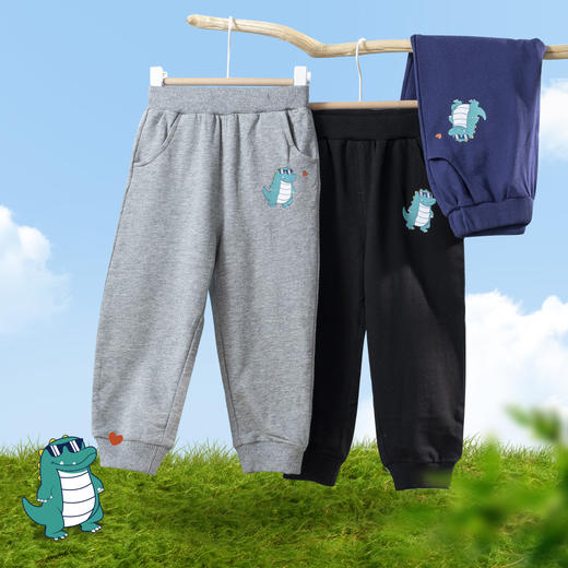 贝贝怡童装男童长裤新款春季针织舒适防蚊束脚儿童休闲裤子 商品图1