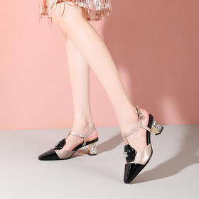 时尚小香风，花朵撞色包头后空凉鞋YSML-A067-209