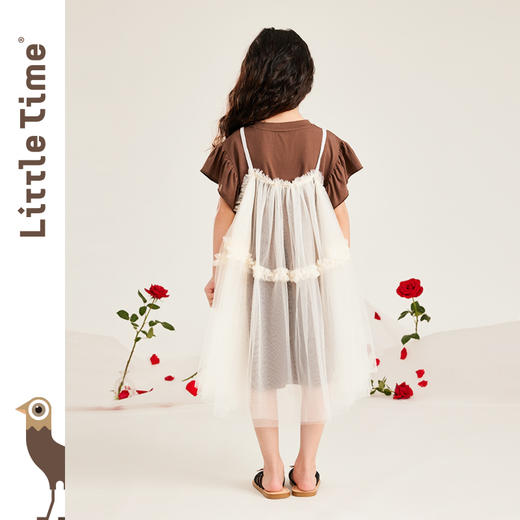 littletime女童裙套装夏装2023新款韩版洋气儿童短袖裙子两件套 商品图2