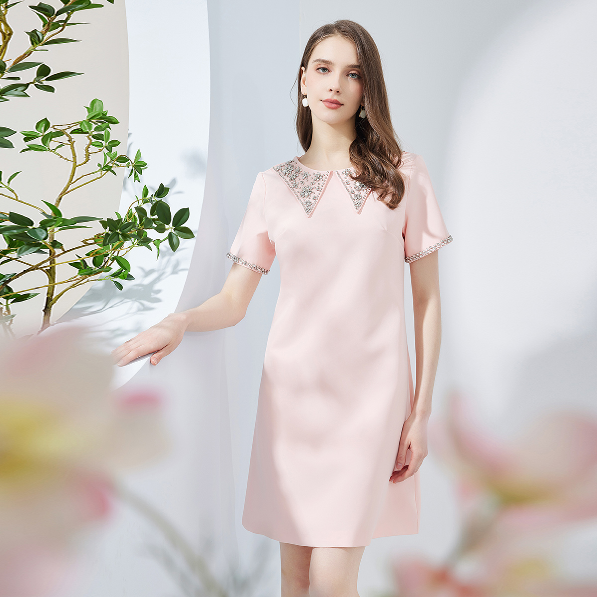 RF8D2斯尔丽瑟俪2023夏季新款温柔甜美优雅短袖连衣裙