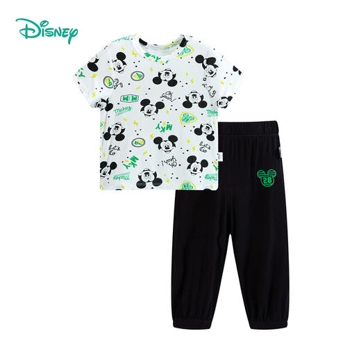 迪士尼童装男童满印T恤休闲九分裤套装夏季款米奇印花短袖两件套232T1490 商品图7
