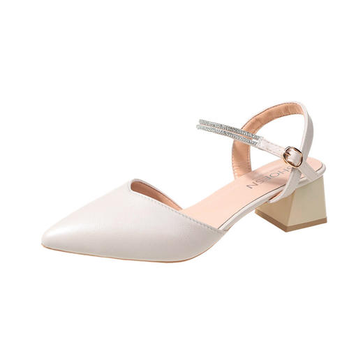 【越穿越爱，精致仙女鞋，爆款易断码】包头凉鞋女仙女风2023新款夏时尚韩版一字扣带粗跟尖头高跟鞋女鞋 商品图4