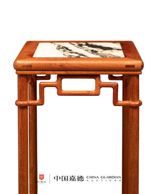 红桥红  家具严选  缅甸花梨（大果紫檀）【石面 90 颐和园圆腿 花架】 商品图2