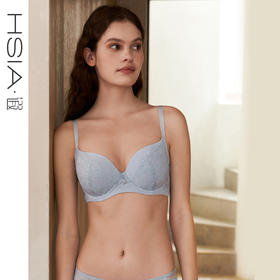 HSIA遐全罩杯包容圆润薄款文胸有钢圈防外扩轻奢大胸显小内衣女夏【蔷薇blues】