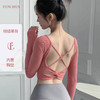 【交叉美背 扭结下摆】瑜伽服长袖上衣性感美背含胸垫长袖衫欧美运动健身内衣文胸瑜伽服 商品缩略图0