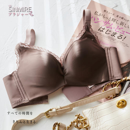 聚拢超明显！SINMIRE缎面内衣鎏光小胸聚拢蕾丝时光文胸收副乳防下垂法式内衣 商品图3