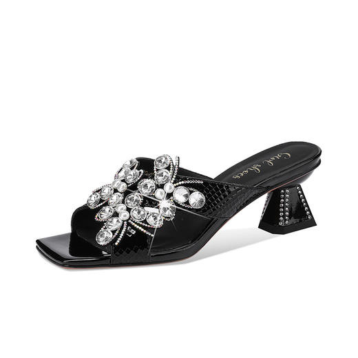 时尚个性，亮钻蝴蝶超迁皮中跟凉拖YSML-A089-185 商品图6