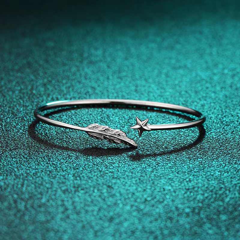 松枝手镯戒指S925银上开口大小可调匠心设计