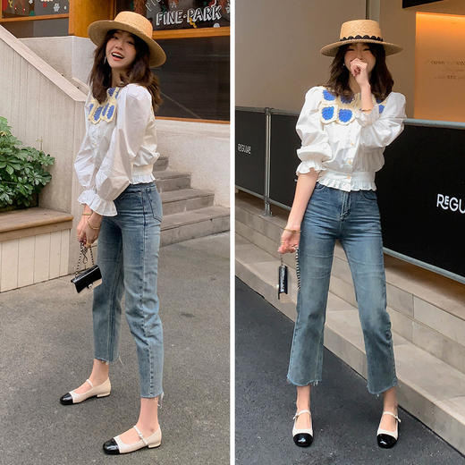 BSH3020622舒适百搭拼色羊皮玛丽珍鞋2023春季INS网红方头全皮仙女搭扣单鞋 商品图2