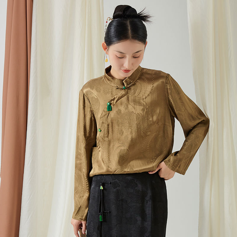 致橡树2023中式天丝提花衬衣F230031