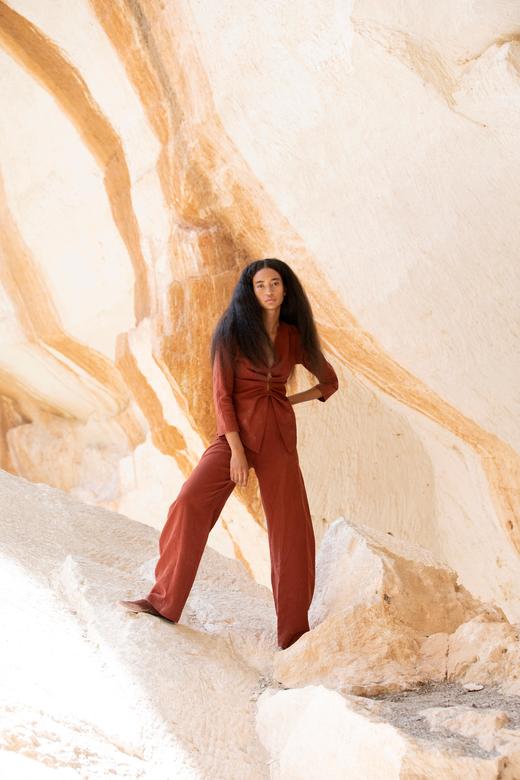 Cortana  赤陶色lina褶纹亚麻夹克 商品图2