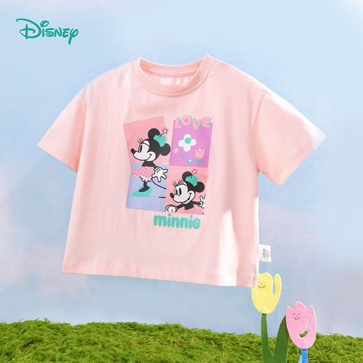 迪士尼童装 女宝宝米妮彩调短袖T恤夏季新款绵柔清爽打底衫 商品图8
