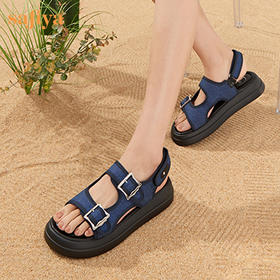 Safiya/索菲娅 2023夏季新品时髦小香风露趾外穿厚底松糕休闲凉鞋SF32115025