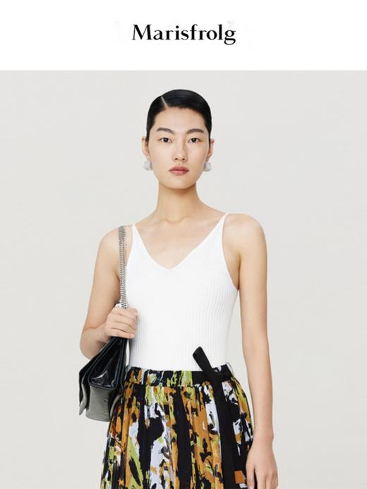 玛丝菲尔白色V领吊带背心A1DE2805M 商品图0