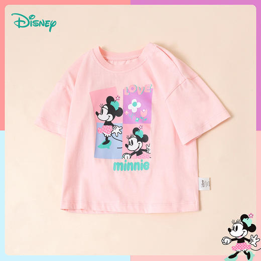 迪士尼童装 女宝宝米妮彩调短袖T恤夏季新款绵柔清爽打底衫 商品图5