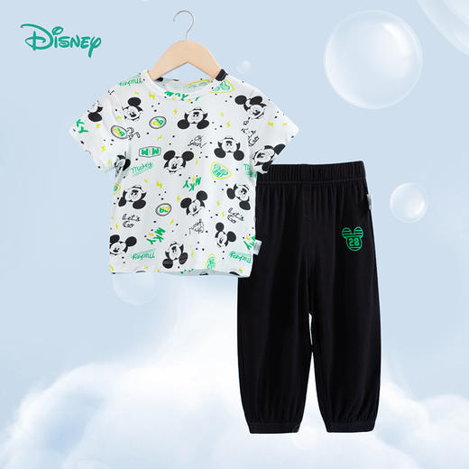 迪士尼童装男童满印T恤休闲九分裤套装夏季款米奇印花短袖两件套232T1490 商品图6