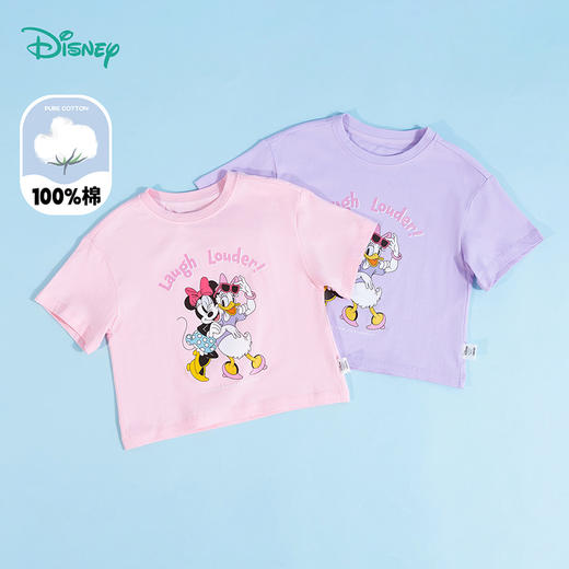 迪士尼童装女童米妮黛丝公主印花短袖俏皮甜美女孩T恤夏季新款 商品图1