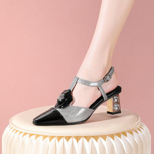 时尚小香风，花朵撞色包头后空凉鞋YSML-A067-209 商品图3