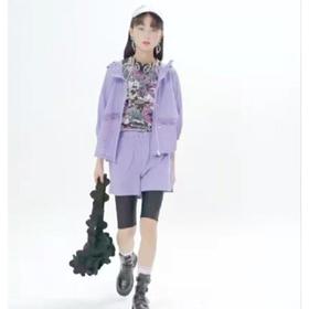 南二楼渔牌2023年夏带帽拼花边落肩上衣FGHAT010A精品女装