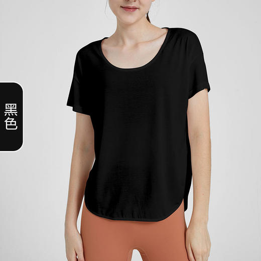 瑜伽服女上衣宽松显瘦短袖运动T恤春夏薄款透气速干跑步健身罩衫 商品图6