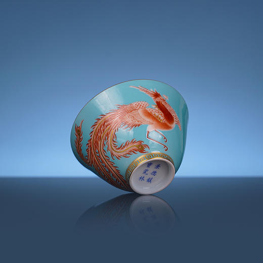 绿地粉彩矾红描金凤凰纹杯 商品图2
