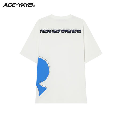 YKYB 情侣款休闲宽松上衣刺绣错位车线黑桃LOGO印花短袖T恤女夏季 商品图3