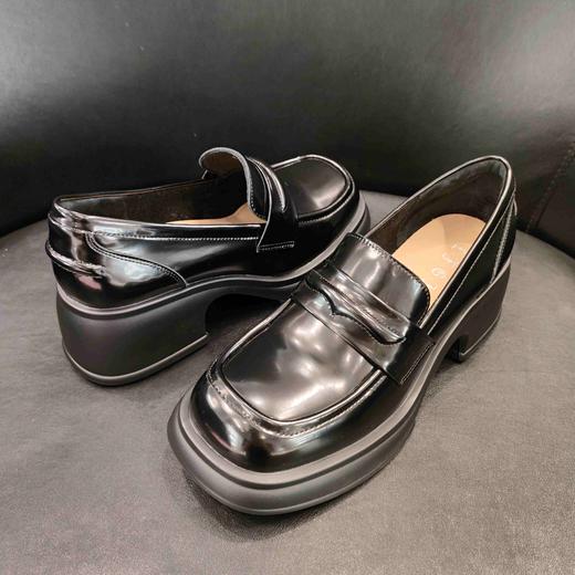 LFGJ 15401超轻真皮厚底英伦乐福鞋百搭小皮鞋一脚蹬单鞋 商品图4