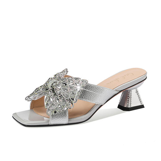 优雅百搭，蝴蝶结优雅磨砂中跟凉拖YSML-A089-215 商品图5