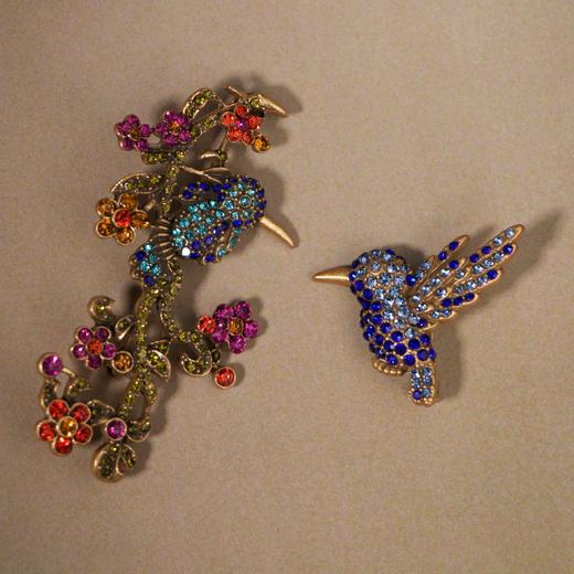 甄选·中古风 【一大一小，两枚一组】He*di Daus重工中古风 手工镶嵌胸针 商品图0