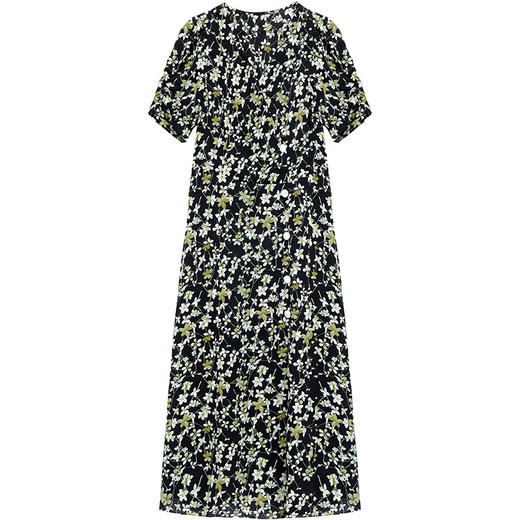 QYM HB238813-Y夏季V领印花碎花连衣裙 商品图4