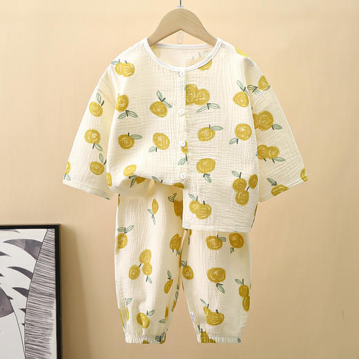 39.9/套【儿童纯棉家居服套装】夏季新款男童七分袖套装 清爽透气不闷热 够款才不勒  舒适圆领  无荧光剂  休闲空调服 女童家居服 商品图2