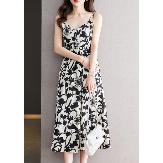 夏季新款，洋气V领吊带中长款雪纺连衣裙成熟风气质宽松裙子女CC-J3439 商品图5