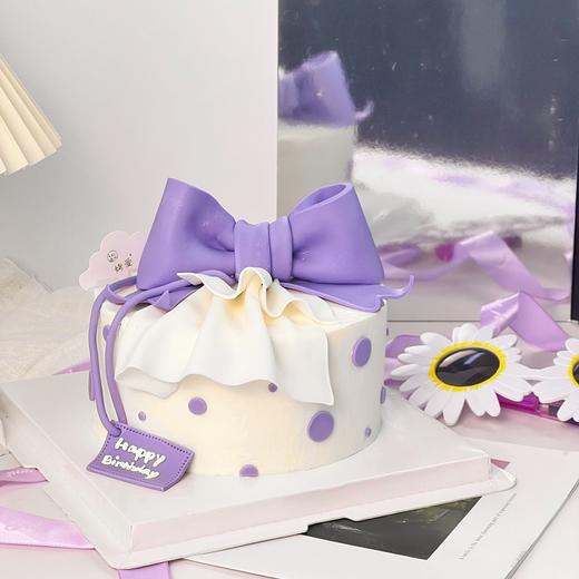 烤爱·翻糖紫色蝴蝶结·生日蛋糕系列·多口味可选·女神聚会生日节日【仅限深圳同城配送】 商品图3
