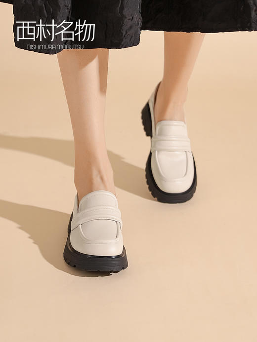 西村名物2023春季新款粗跟厚底小皮鞋女学院风百搭制服鞋12971 商品图0