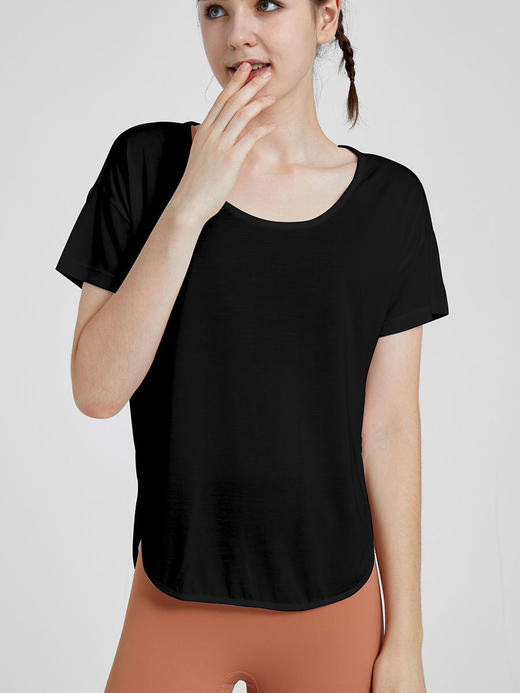 瑜伽服女上衣宽松显瘦短袖运动T恤春夏薄款透气速干跑步健身罩衫 商品图3