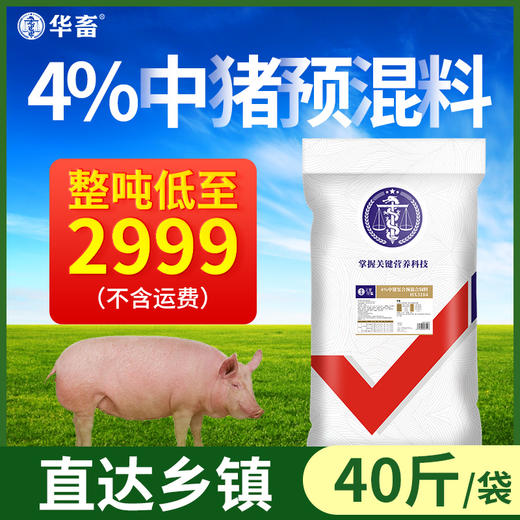 【整吨更优惠】华畜4%生长猪中猪预混料 畜牧饲料添加剂 可加鱼粉玉米饲料原料 商品图0