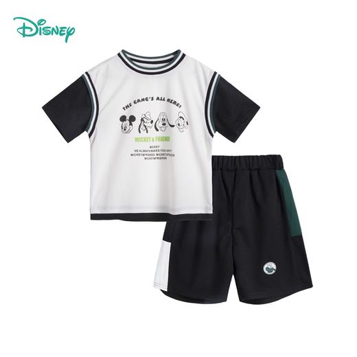 【商场同款】迪士尼童装 拼接假两件短袖套头套装夏季男童潮酷运动风套装222DT0151
 商品图0