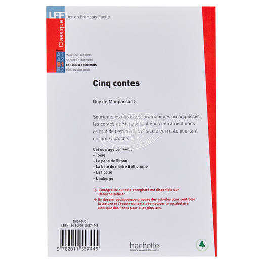 【中商原版】法语视听阅读B1  莫泊桑 五个故事 +音频 法文原版 Cinq contes Maupassant 羊脂球 项链 土瓦纳 商品图1