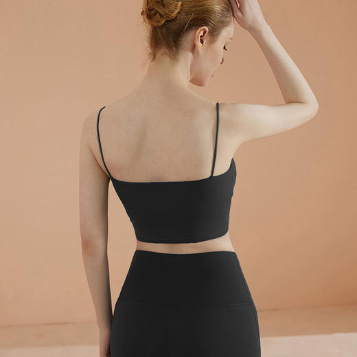 莱卡简约吊带运动内衣女欧美外穿细肩带美背心带胸垫健身瑜伽文胸 商品图3