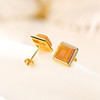 S925纯银镀金复古蜜蜡简约四方形优雅温柔耳饰CW 商品缩略图2
