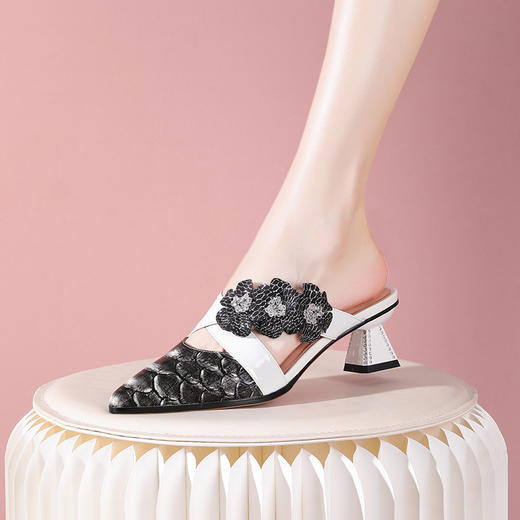 优雅百搭，印花撞色花朵包头凉拖鞋YSML-A028-138 商品图4