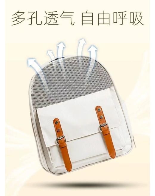 【简约珍珠白】猫包外出便携双肩猫咪背包不塌大容量透气帆布太空包/个 商品图4