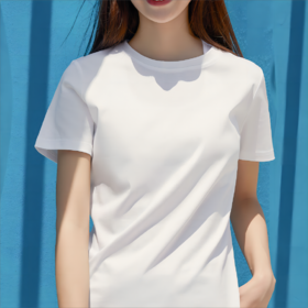 凉感丝光棉圆领女士短袖T恤