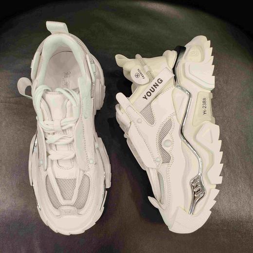 LFGJ10107设计师高级感拼色厚底增高老爹鞋 商品图11