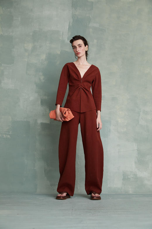 Cortana  赤陶色lina褶纹亚麻夹克 商品图6