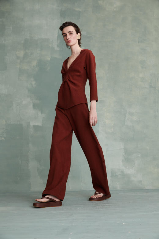 Cortana  赤陶色lina褶纹亚麻夹克 商品图3